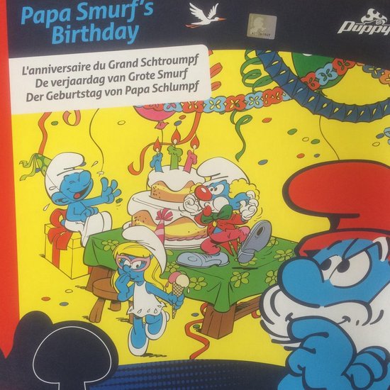 Boek: De verjaardag van Grote Smurf bordspel, geschreven door Puppy