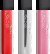 Cosmetica Fanatica - Glossy Lipgloss - Set met 3 kleuren: Rood / Transparant / Roze - glanzend - 3 flesjes met elk 3 gram inhoud