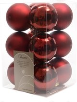 12 stuks Kerstbal plastic glans-mat/60mm/ossenbloed