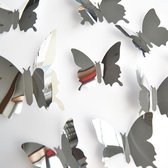 3D Spiegel Vlinders Muur stickers - Zilver spiegel