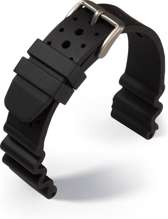 strottenhoofd Raar evenwichtig Horlogeband - Rubber - Duikhorloge - 24 mm - Zwart | bol.com