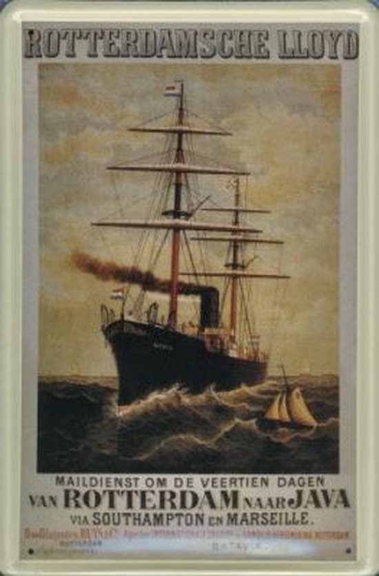 Rotterdamsche Lloyd Batavia reclame schip Batavia reclamebord 30x40 cm