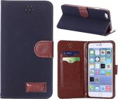 PU Leren Retro Wallet iPhone 6(s) plus - Navy Blauw