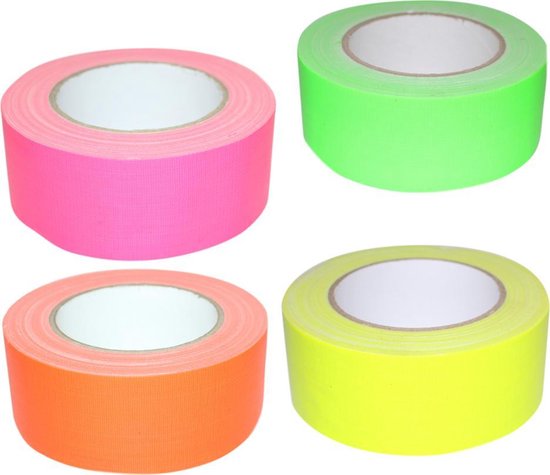 dienblad Implicaties verkeer Fluor duct tape gaffer 4 rollen in 4 kleuren | bol.com