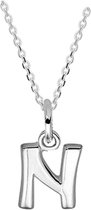 Robimex Collection  Ketting  Letter N  45 cm - Zilver