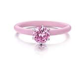 Colori 4 RNG00019 Siliconen Ring met Steen - Zirkonia 6 mm - One-Size - Licht Roze