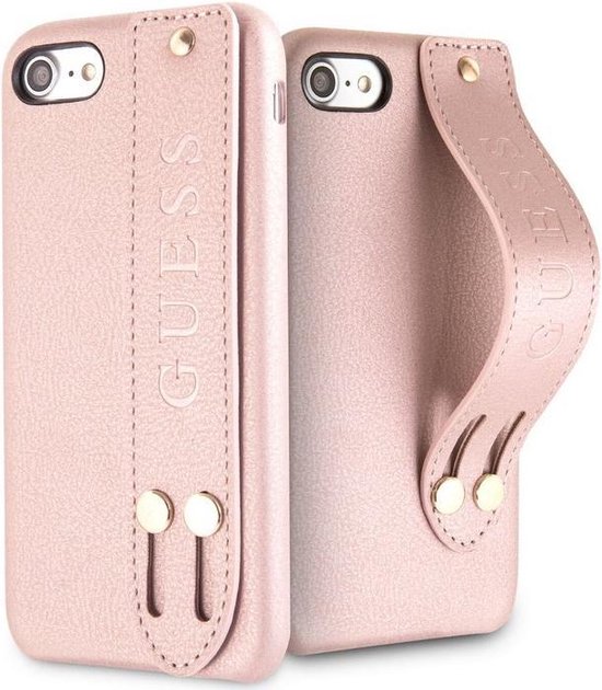 overschot Briljant loyaliteit Guess Saffiano Strap Hard Case - Apple iPhone 8 (4.7") - Roségoud | bol.com