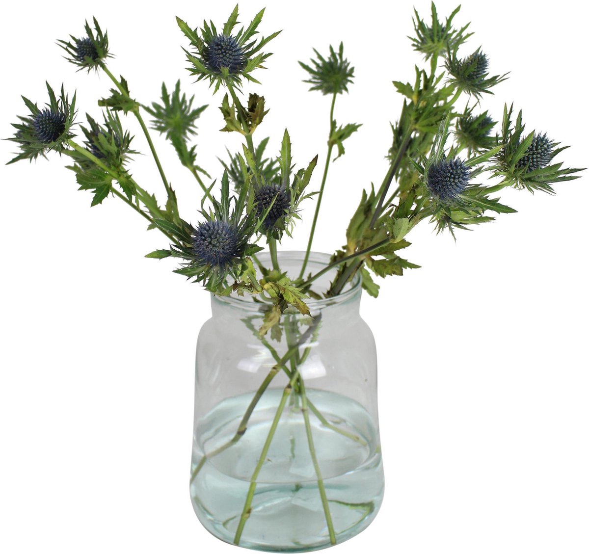 Hakbijl Glass Boemenvaas - Transparante/grijs - gerecycled glas - 19 x 23 cm - bloemen/takken Gekleurd