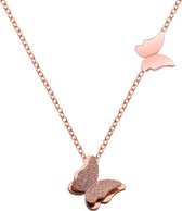 24/7 Jewelry Collection Vlinder Ketting - Vlinders - Rosé Goudkleurig