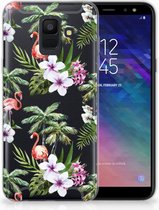 Geschikt voor Samsung Galaxy A6 (2018) TPU Hoesje Design Flamingo Palms