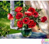 Diamond Painting "JobaStores®" Klaprozen - volledig - 40x30cm