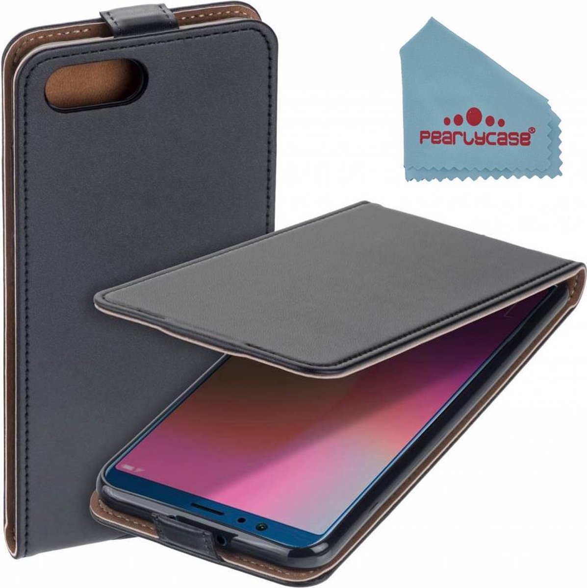 Pearlycase® Zwart eco flipcase cover hoesje Geschikt voor Huawei Honor View 10