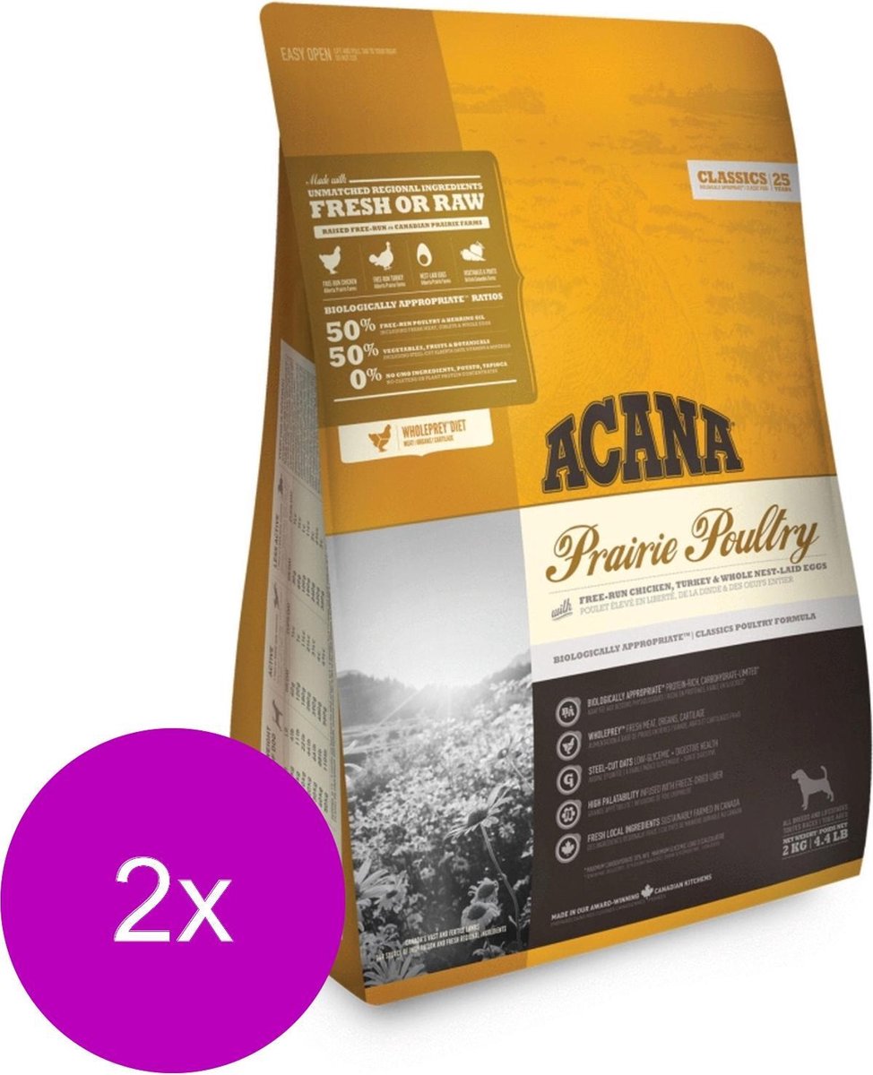 Bol.com Acana Classics Prairie Poultry - Kip & Kalkoen - Hondenvoer - 2 x 2 kg aanbieding
