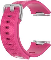 KELERINO. Siliconen Bandje geschikt voor Fitbit Ionic Gespsluiting - Magenta - Large