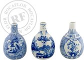 Rocaflor-Vaas-set-3-blauw-wit-Porselein-14cm