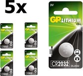 5 Stuks GP CR2032 210mAh 3V lithium batterij