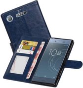 Hoesje Geschikt voor Xperia XZ1 - Portemonnee hoesje booktype Wallet case Donker Blauw