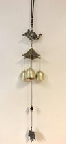Carillons éoliens Feng shui Peacock Pagoda - carillons éoliens - avec 3 clochettes en cuivre -8x8x44cm