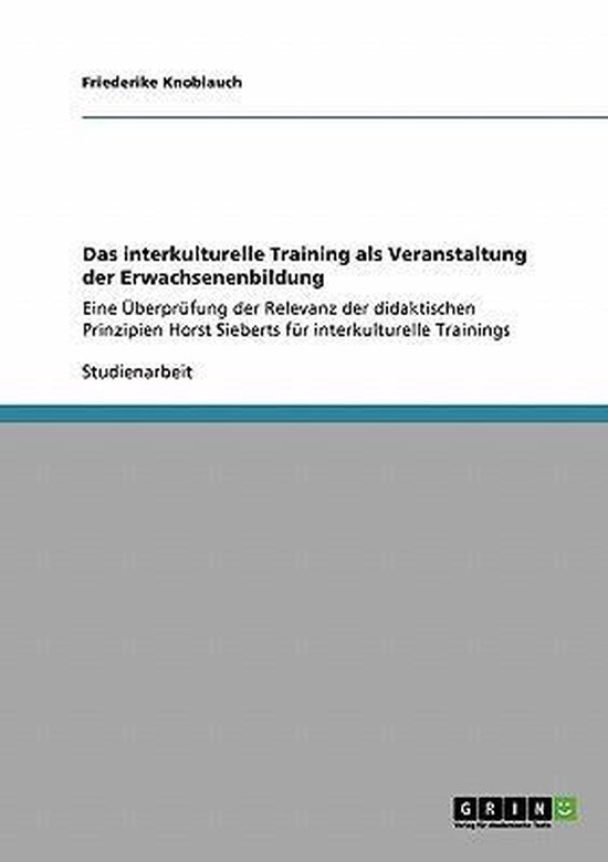 Das interkulturelle Training als Veranstaltung der Erwachsen ... - cover