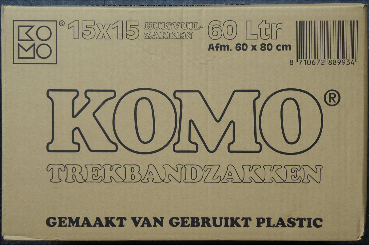 KOMO trekbandzakken - doos - 15 rollen x 15 stuks