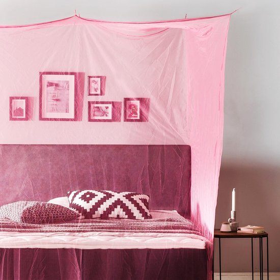 Lumaland - Klamboe - muskietennet - muggennet - Rechthoekig model - Indoor / Outdoor - 220 x 200 x 210 cm - Polyester - Verkrijgbaar in diverse kleuren - Roze