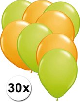 Ballonnen Licht groen & Oranje 30 stuks 27 cm