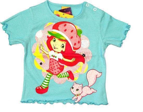 Strawberry Shortcake - Meisjes Kleding - T-shirt - Blauw - Maat 86
