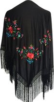 Spaanse manton  - omslagdoek - zwart driehoek bij verkleedkleding of flamenco jurk