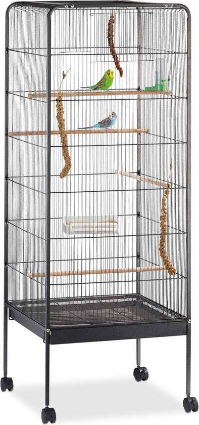 deksel dat is alles Versnel Relaxdays Vogelkooi - Zwart - 146 x 54 x 54 cm | bol.com