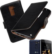 MP Case zwart vintage lederlook bookcase voor LG K8 hoesje