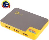 Super snelle 5Gbps 4 Poorts USB 3.0 USB HUB + 60cm USB 3.0 overdrachts kabel voor Desktop Laptop PC Mac (Geel)