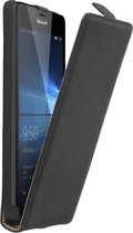 Zwart lederen flip case Microsoft Lumia 950 cover hoesje