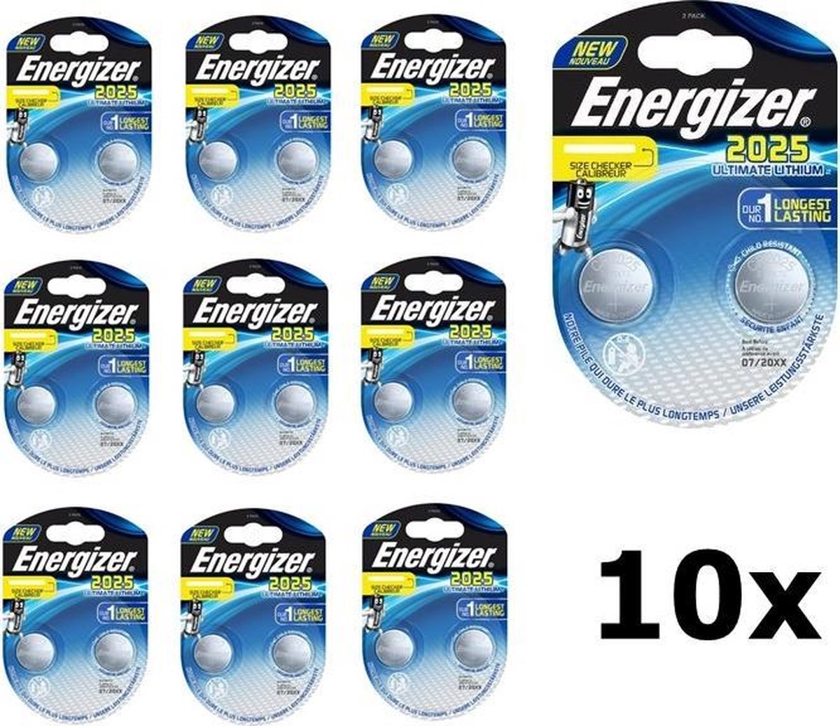 20 Stuks (10 Blisters a 2st) Energizer CR2025 3v lithium knoopcel