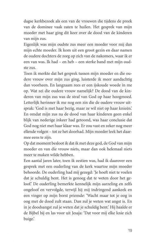 Boekpagina met tekst over de preek van de moeder, de relatie met de oudste zus en het goddelijk oordeel.