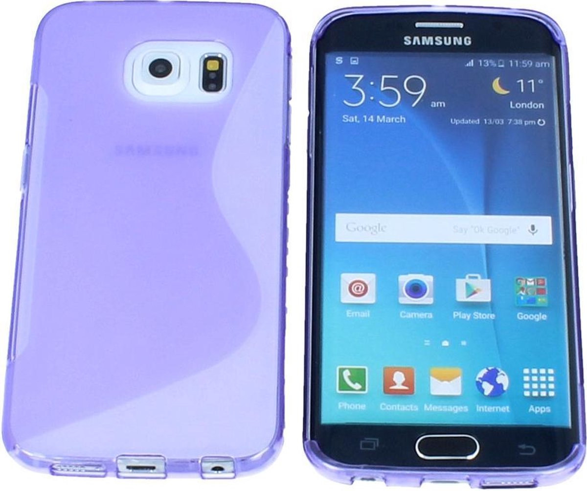 Samsung Galaxy S6 Edge S Line Gel Silicone Case Hoesje Transparant Paars Purple
