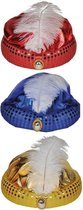 Blauw Arabisch Sultan tulband met diamant en veer - 1001 nacht verkleed hoed