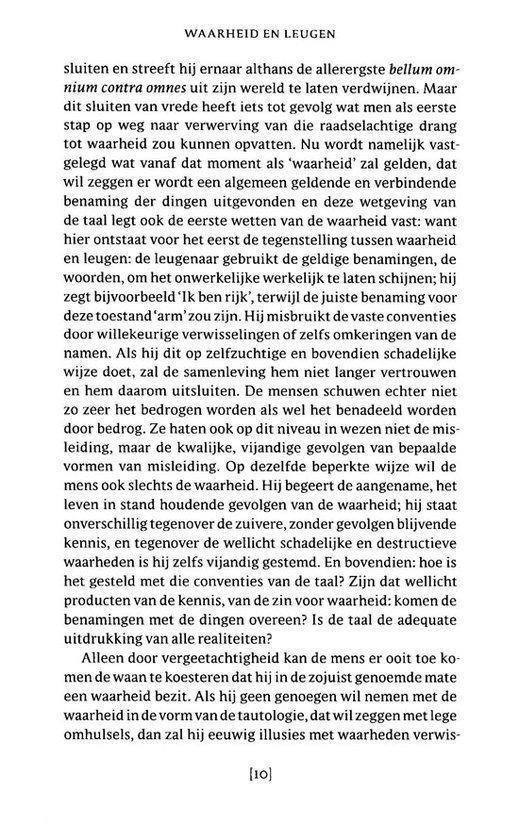 Pagina uit een boek met Nederlandse tekst, 'Waarheid en leugen'.