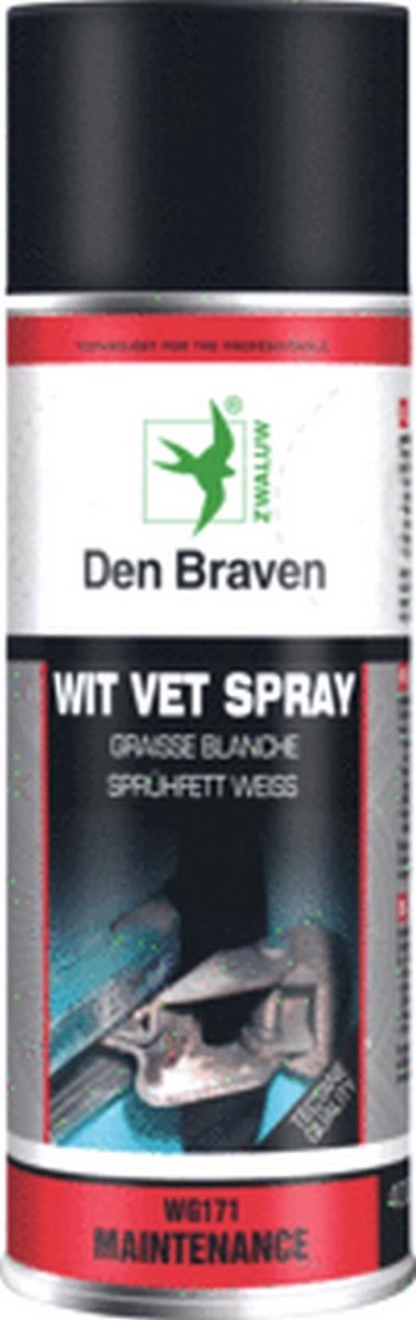 DENB spray spuitbus Zwaluw, wit, spray vet, inzetbereik smeermiddel - Den Braven