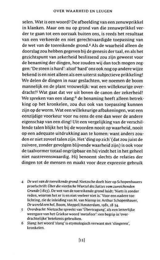 Pagina uit een boek met Nederlandse tekst, 'Over waarheid en leugen'.