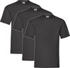 3 Pack Zwarte Shirts Fruit of the Loom Ronde Hals Maat S Valueweight