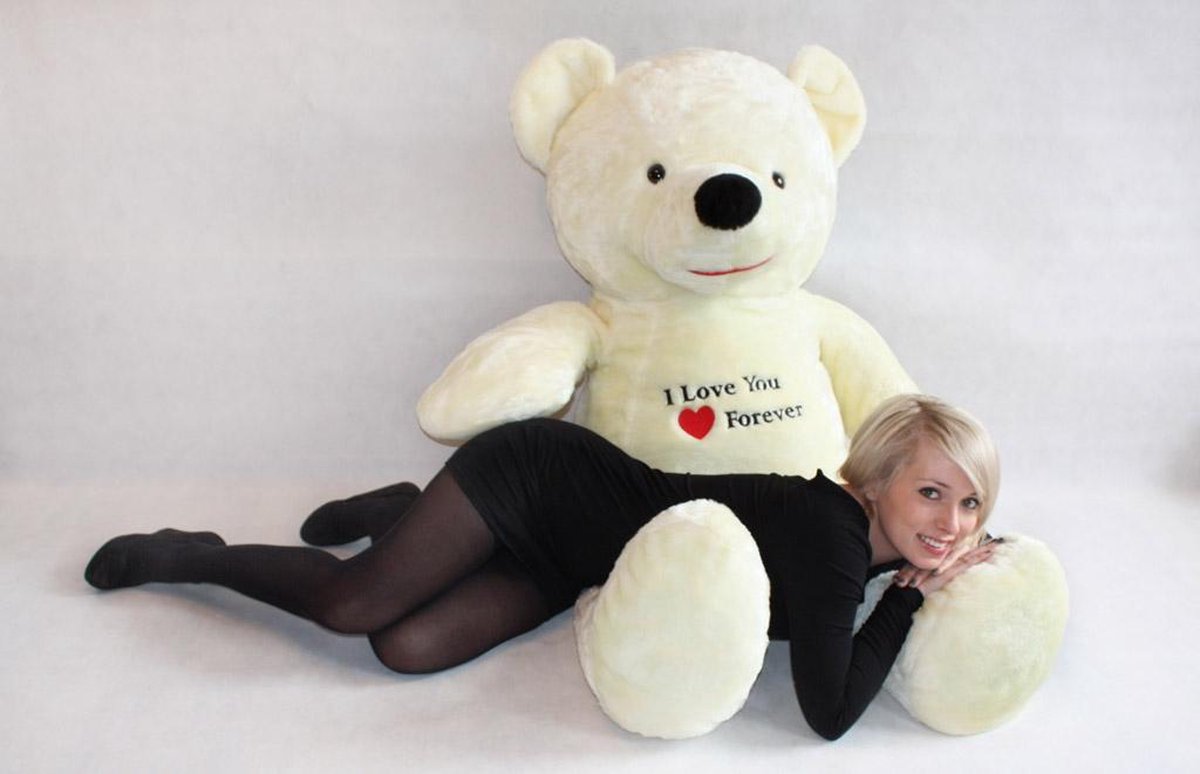 Ours en peluche XXL - 180 cm - Love you forever white