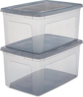 IRIS Clearbox Opbergbox - 50L - 2 stuks - Kunststof - Transparant/grijs