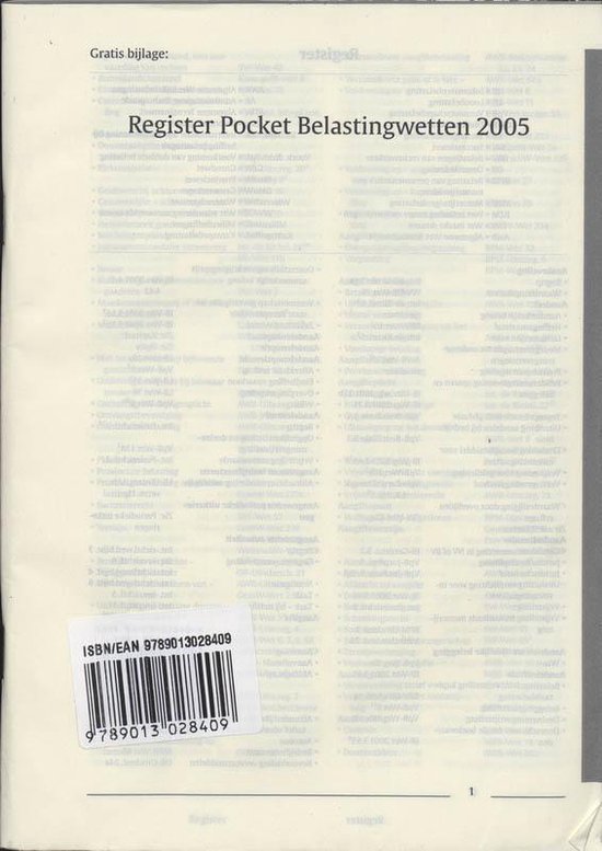 Register Pocket Belastingwetten / Gratis bijlage 9789013028409