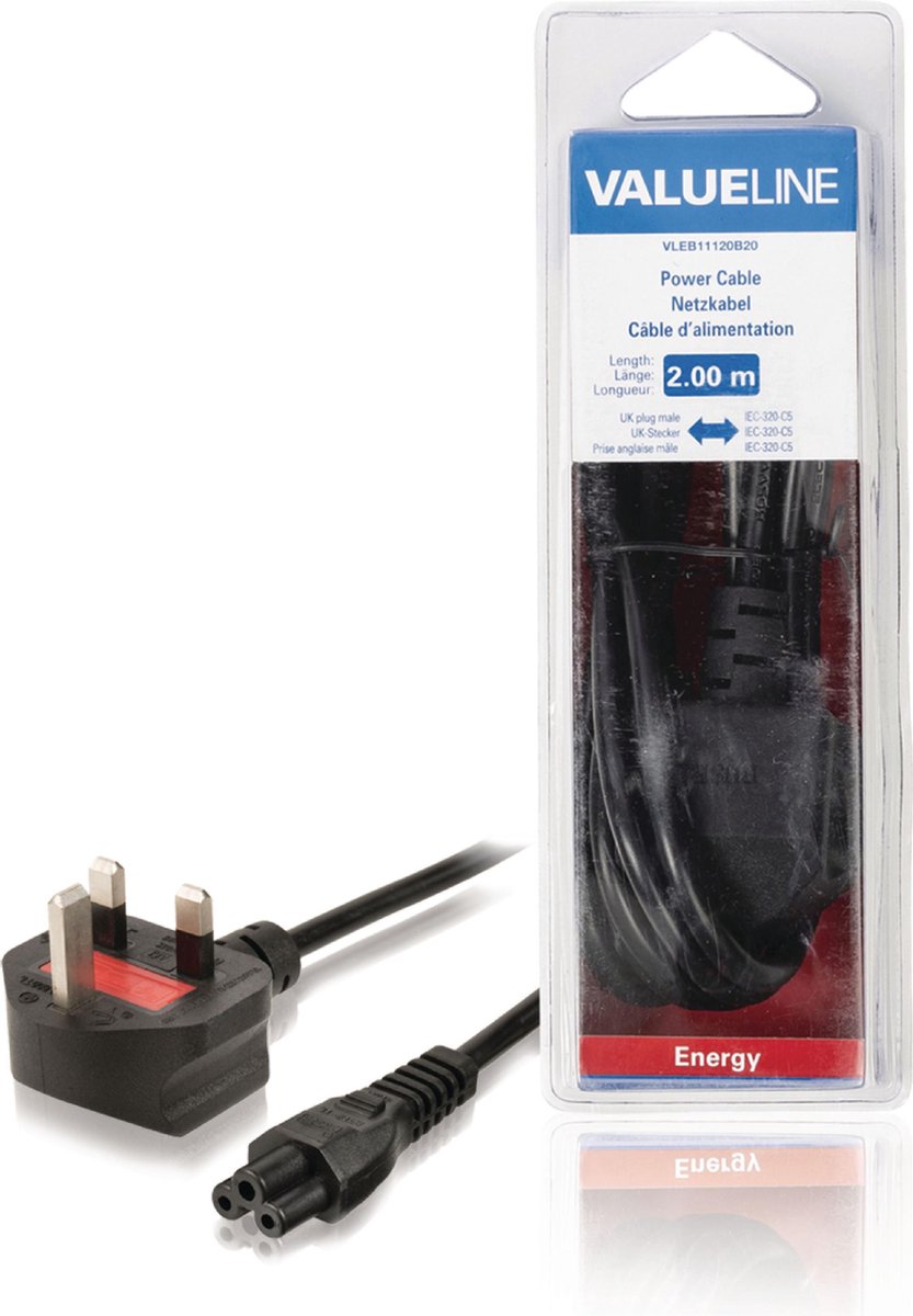 Valueline VLEB11120B20 Stroomkabel Uk-plug Mannelijk - Iec-320-c5 2,00 M Zwart