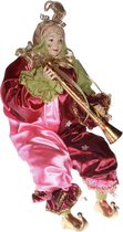 Goodwill Kerstdecoratie Kerstpop Nar met Fluit - 1 stuk - 63,5 cm - Roze/Blauw