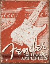 Fender gitaar reclamebord en wandbord muziek
