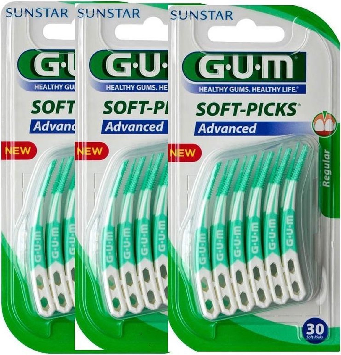 GUM Soft Picks Advanced Regular - 3 x 30 stuks - Ragers - Voordeelverpakking
