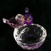 kristal -glas- vogel . Leuke kristallen roze en paarse vogeltjes op een vogelnestje. 10x6.5x6.5cm Perfect en exquise kristal glas ambachtelijk handgemaakt.