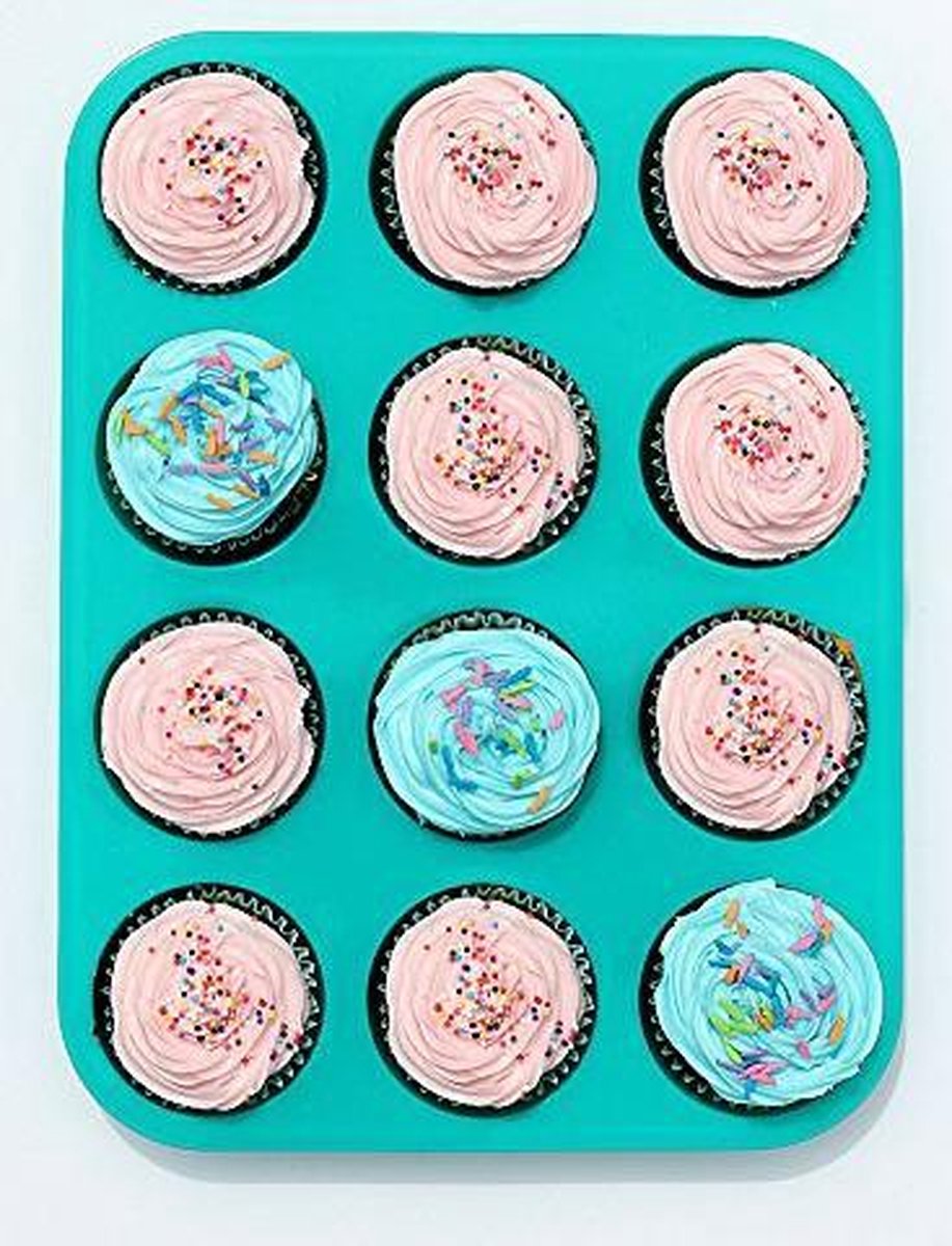 Cupcake Bakvorm - 12 Cupcakes - Licht Groen - Siliconen - Audrey Trading
