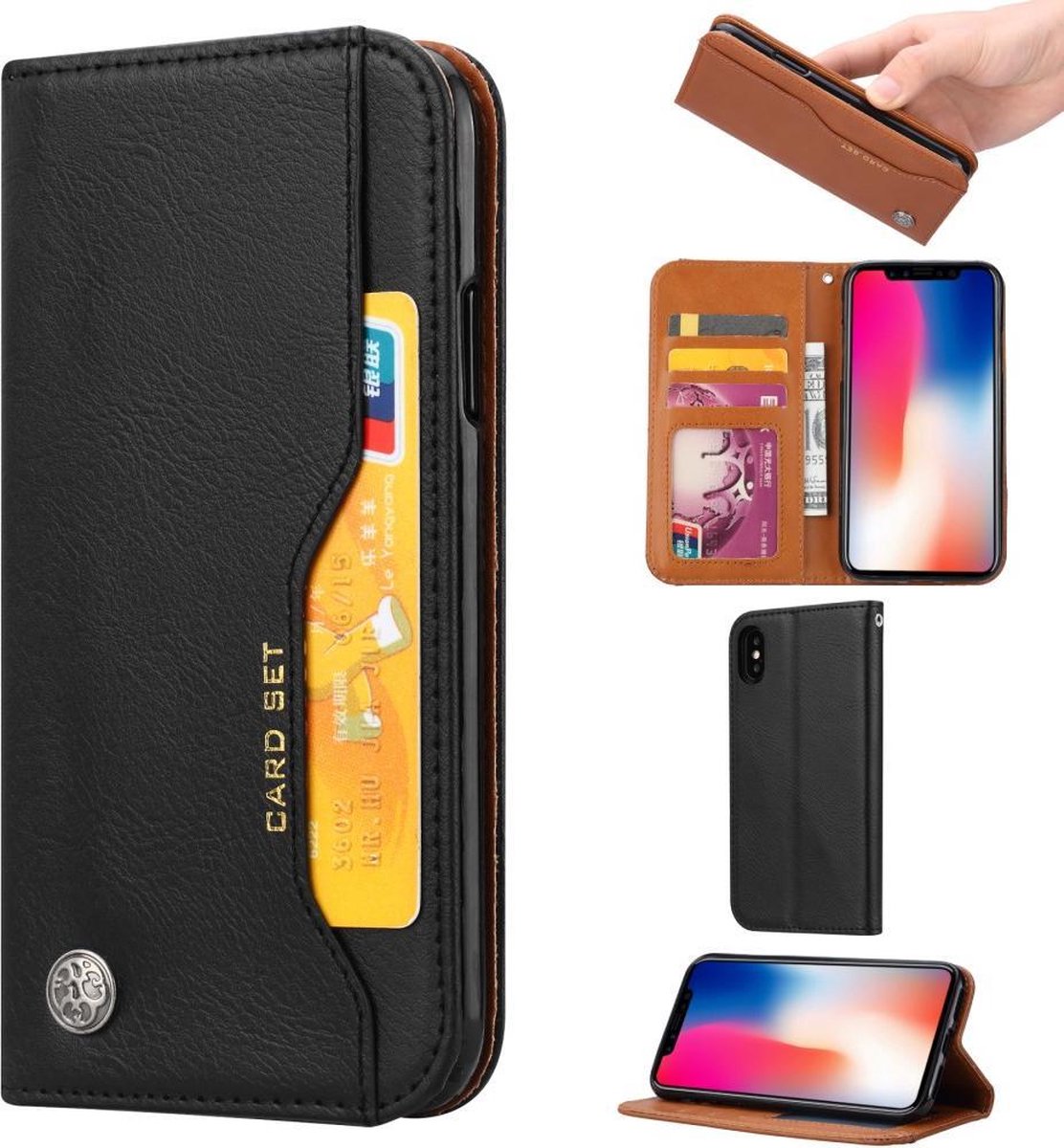 Apple iPhone XS Max Portemonnee Hoesje Pasjeshouder Zwart